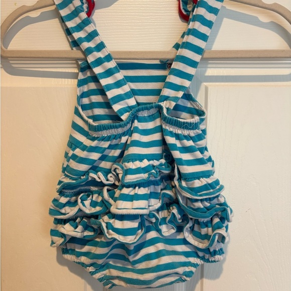 Classic Whimsy Girls Cotton Crab Striped Overall Size 24m - Picture 2 of 4